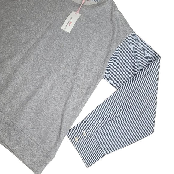 Vineyard Vines mixed media sweat shirt cape cod striped sleeve pull over size XL - Picture 6 of 6